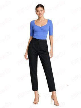 Karl Lagerfeld Paris Periwinkle Blue Ribbed Knit Sweetheart Top M